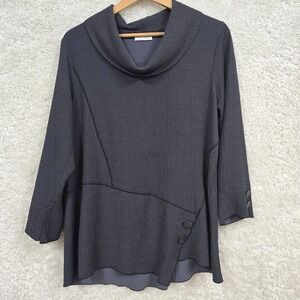 Habitat Womens Gray Cowl Neck Long Sleeve Tunic Top Large Minimal Boho Lagenlook